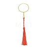 Chinese Ancient Hand Fan Shape Brass Wire Wrap Metal Bookmark with Tassel for Book Lover AJEW-WH0034-47-2