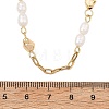 Natural Pearl Beads and 304 Stainless Steel Paperclip Chain Necklaces NJEW-JN06321-3
