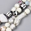 Handmade Foil Glass with Gold Sand Lampwork Beads Strands FOIL-Q002-08H-1