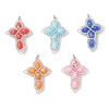 Dyed Synthetic Imperial Jasper with Glass Seed Beaded Pendants PALLOY-MZ01119-1
