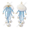 4Pcs 4 Colors Glass Seed Beaded Jellyfish Pendants PALLOY-FS00049-2