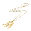 Woven Net/Web with Feather 304 Stainless Steel Pendant Necklaces for Women NJEW-G087-01G-3