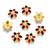 6-Petal Alloy Enamel Bead Caps X1-ENAM-TAC0023-09-2