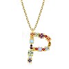 Brass Micro Pave Cubic Zirconia Pendant Necklaces NJEW-BB67040-P-1