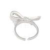 Bowknot Brass Open Cuff Ring for Women RJEW-M176-01A-P-3