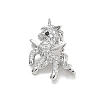 Brass Micro Pave Clear Cubic Zirconia Unicorn Spacer Bars KK-K428-10P-2