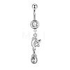 304 Stainless Steel Cubic Zirconia Teardrop Dangle Belly Rings WG60E11-01-5