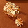 Flower Zinc Alloy Cuff Bangles & Rings Sets for Women WG9AF22-02-1