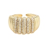 Rack Plating Brass Micro Pave Cubic Zirconia Wide Open Cuff Rings for Women RJEW-B064-12G-2