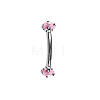 304 Stainless Steel Flat Round Cubic Zirconia Eyebrow Curved Barbell Rings WG8201B-05-1