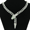 Alloy Rhinestone Snake Cuban Link Chain Necklaces for Women WGC9FDE-08-1