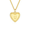 Golden Tone Brass Cable Chain Letter Heart Pendant Necklaces for Women PW-WG67FD6-21-1