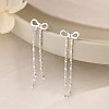 Bowknot 925 Sterling Silver Tassel Stud Earrings FS-WGF533A-01-1