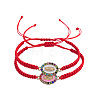 2Pcs 304 Stainless Steel & Rhinestones & Resin Link Bracelets BX1909-3-5