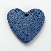 Synthetic Lava Rock Big Flat Heart Pendants G-O025-10B-1