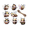 8Pcs UV Single Face Printed Wood Bees Pendant Decorations WOOD-N020-10-1