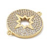 Rack Plating Brass Micro Pave Clear Cubic Zirconia Flat Round with Hollow Star Connector Charms KK-A234-082G-2