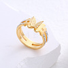 Butterfly Frosted 304 Stainless Steel Finger Rings for Women LR7265-7-1