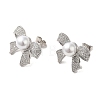 Bowknot Brass Micro Pave Clear Cubic Zirconia Stud Earrings EJEW-A040-08P-1