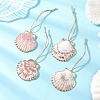 Electroplate Sea Shell Pendant Decorations HJEW-JM04620-1