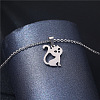 Cat Shape Stainless Steel Pendant Necklaces PW-WGC1D7E-01-3