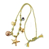Summer Beach 304 Stainless Steel & Electroplated Natural Shell Pendant Adjustable Polyester Cord Necklaces for Women NJEW-F348-01B-G-4