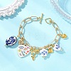 Handmade Porcelain & Alloy Beaded Charm Bracelets BJEW-JB13314-1