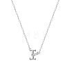304 Stainless Steel Crystal Rhinestone Initial Pendant Necklaces FS-WGCEFCC-09-1