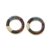 Brass Micro Pave Cubic Zirconia Spring Gate Rings KK-M206-03G-01-1-1