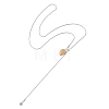 Natural Grey Agate & Topaz Jade & Tiger Eye & Dalmatian Jasper Heart with Synthetic Non-magnetic Hematite Beads Pendant 304 Stainless Steel Snake Chain Lariat Necklaces NJEW-JN05897-5