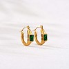 Green Cubic Zirconia Rectangle Hoop Earrings JE936A-2