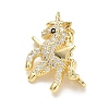 Brass Micro Pave Clear Cubic Zirconia Unicorn Spacer Bars KK-K428-10G-2