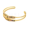 Brass Pave Colorful Cubic Zirconia 2-Strand Open Cuff Bangles for Women BJEW-S147-34G-D-2