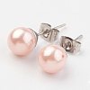 Shell Pearl Ball Stud Earring Findings X-EJEW-JE02370-2