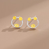 Hollow Brass Enamel Stud Earrings WG87257-01-2