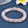 Column Natural Rose Quartz Beads Stretch Bracelets for Women Men BJEW-A148-01A-25-2