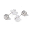 Anti-Tarnish Rhodium Plated Cube 999 Sterling Silver Stud Earrings for Women EJEW-S215-09P-3