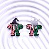 Acrylic Glitter Powder Dangle Stud Earrings FS-WGC50DB-01-1