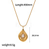 Natural White Jade Flower Teardrop Pendant 304 Stainless Steel Chain Necklaces for Women FS-WG9E461-08-1