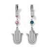 Hamsa Hand 304 Stainless Steel Rhinestone Dangle Earrings EJEW-L283-020P-1