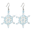 Christmas Snowflake Glass Seed Braided Dangle Earrings EJEW-MZ00236-02-1