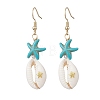 Natural Mixed Cowrie Shell Dangle Earrings EJEW-JE06871-3