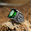 316L Stainless Steel & Cubic Zirconia Men's Vintage Carved Finger Rings FS-WG82D33-19-1