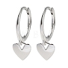 925 Sterling Silver Heart Hoop Earrings EJEW-P296-16P-1