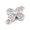 Brass Pave Clear Cubic Zirconia Flower Links Connector Charms KK-Z061-02P-02-2