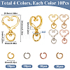 40Pcs 4 Colors Heart Shape Zinc Alloy Swivel Lobster Clasp FIND-SP0002-60-2