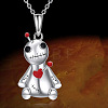 Halloween Alloy Enamel Red Heart Gothic Doll Pendant Necklaces for Unisex WGBCC68-01-1
