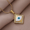 Trendy Cartoon 304 Stainless Steel Enamel White Evil Eye Rhombus Pendant Necklaces for Women MQ6271-1