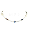 Natural Lapis Lazuli Heishi Beads & Rice Natural Pearl & Glass Seed Beaded Necklaces NJEW-JN06249-02-2