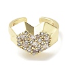 Heart Rack Plating Brass Micro Pave Clear Cubic Zirconia Open Rings RJEW-D020-09G-2